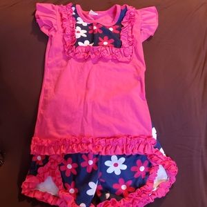 Pink and Navy flower short set